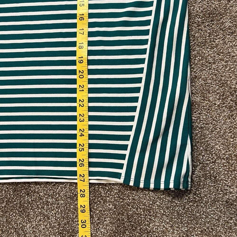 Chico’s 4 Women’s Stripe Top Size 2XL Scoop Neck Stretch Knit Pullover Green - Picture 6 of 9